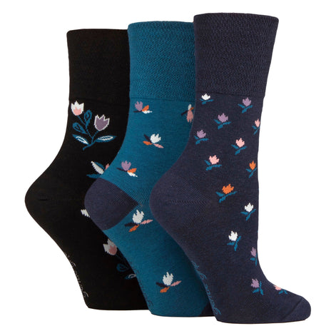 6 Pack Ladies Patterned Cotton Non Elastic Socks