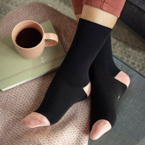 6 Pack Ladies Patterned Cotton Non Elastic Socks