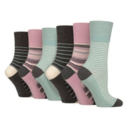 6 Pairs Ladies Cotton Socks | Patterned Soft Non-Binding Everyday Socks