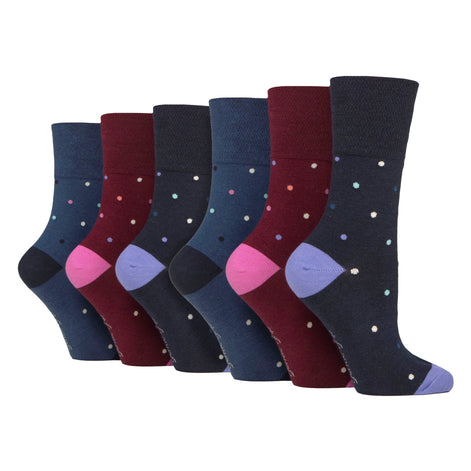 6 Pairs Ladies Cotton Socks | Patterned Soft Non-Binding Everyday Socks