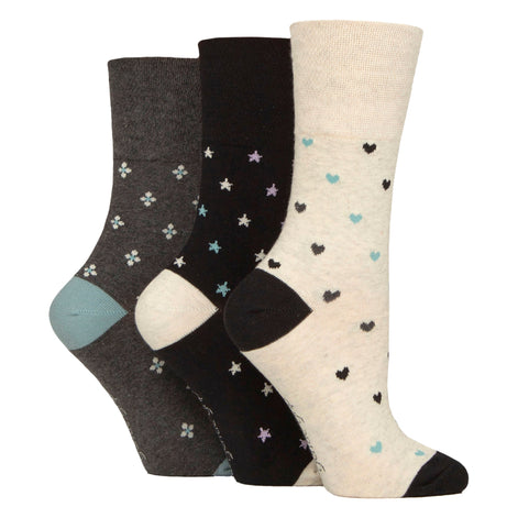 12 Pairs Ladies Cotton Socks | Patterned Soft Non-Binding Everyday Socks