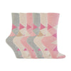 6 Pack Ladies Non Elastic Argyle Patterned Cotton Socks