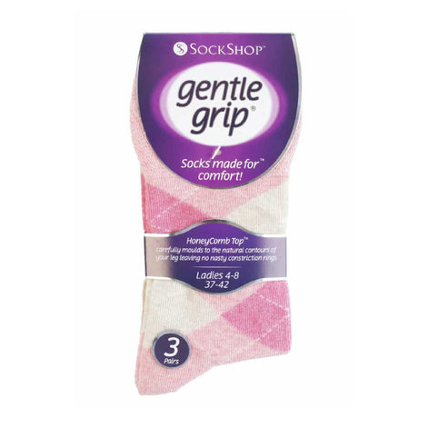 6 Pack Ladies Non Elastic Argyle Patterned Cotton Socks