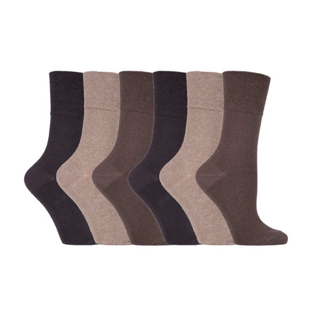 6 Pack Ladies Patterned Cotton Non Elastic Socks