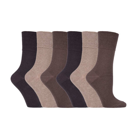 6 Pack Ladies Patterned Cotton Non Elastic Socks