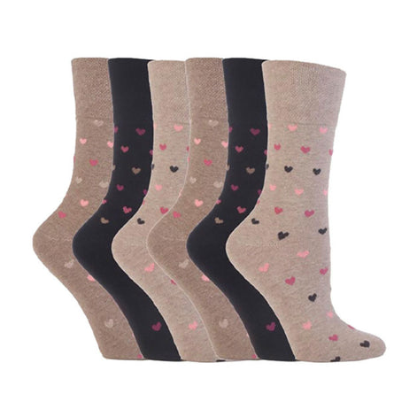 6 Pack Ladies Non Elastic Patterned Cotton Socks for Poor Circulation