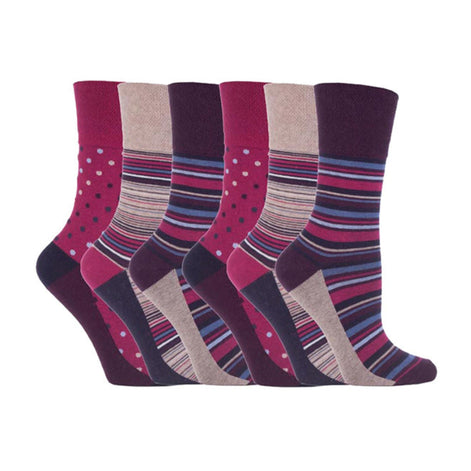 6 Pack Ladies Non Elastic Patterned Cotton Socks for Poor Circulation