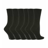 6 Pack Ladies Non Elastic Plain Coloured Cotton Socks