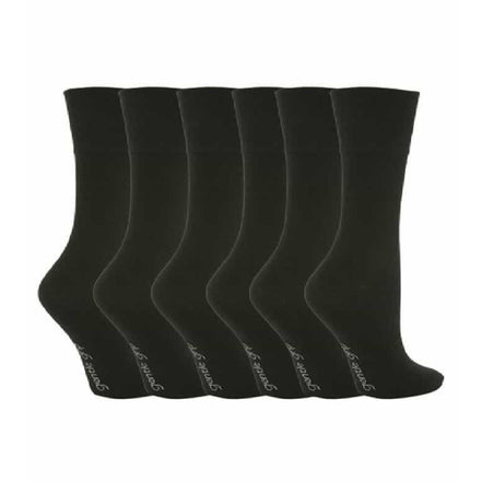 6 Pack Ladies Non Elastic Plain Coloured Cotton Socks