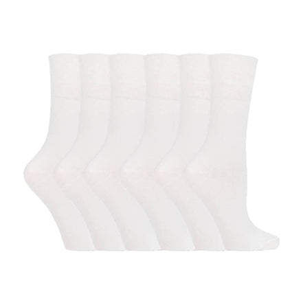 6 Pack Ladies Non Elastic Plain Coloured Cotton Socks