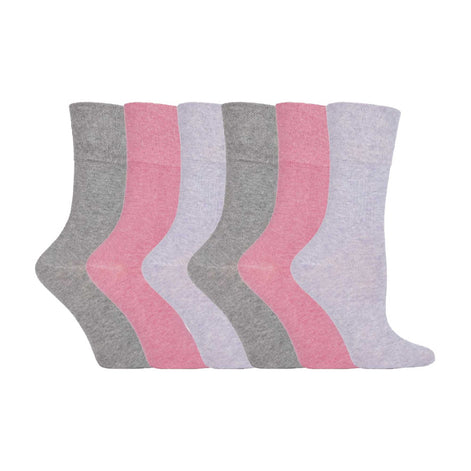 6 Pack Ladies Non Elastic Plain Coloured Cotton Socks
