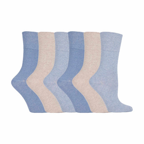 6 Pack Ladies Non Elastic Plain Coloured Cotton Socks