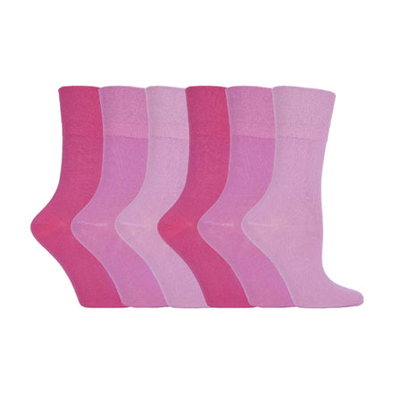 6 Pack Ladies Non Elastic Plain Coloured Cotton Socks