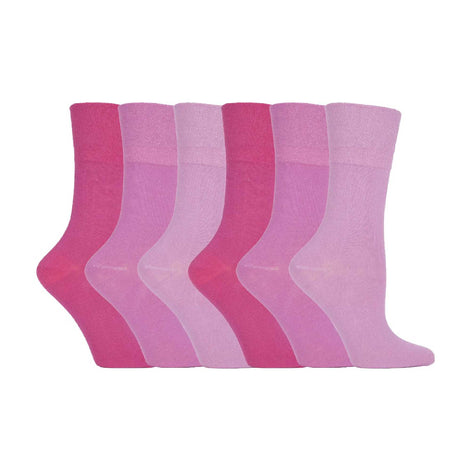 6 Pack Ladies Non Elastic Plain Coloured Cotton Socks