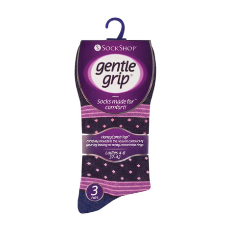 6 Pack Ladies Patterned Non Elastic Cotton Socks