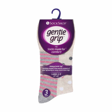 6 Pack Ladies Patterned Non Elastic Cotton Socks