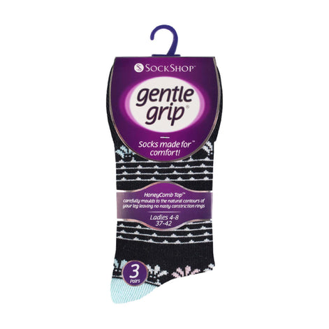 6 Pack Ladies Patterned Non Elastic Cotton Socks