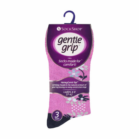 6 Pack Ladies Patterned Non Elastic Cotton Socks