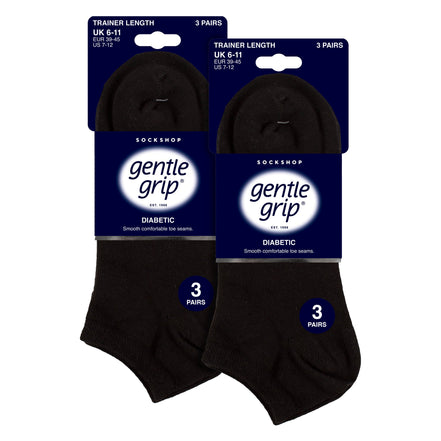 6 Pack Mens Diabetic Trainer Socks | Loose Top Wide Ankle Socks