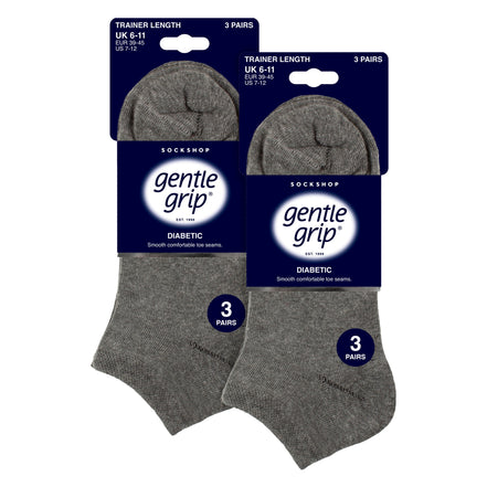 6 Pack Mens Diabetic Trainer Socks | Loose Top Wide Ankle Socks