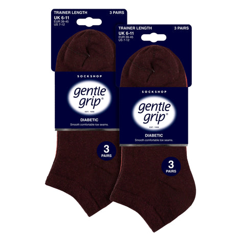 6 Pack Mens Diabetic Trainer Socks | Loose Top Wide Ankle Socks