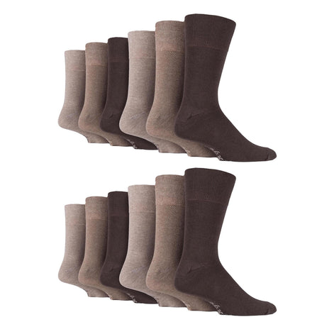 12 Pairs Mens Gentle Grip Loose Top Socks | Extra Wide Non Elastic Socks