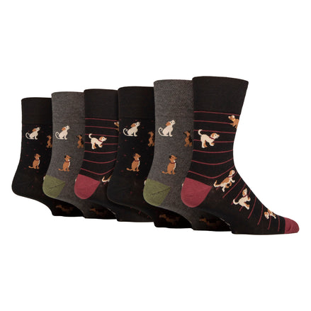 6 Pairs Mens  NON ELASTIC Cotton Rich Novelty Patterned Socks