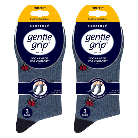 6 Pairs Mens  NON ELASTIC Cotton Rich Novelty Patterned Socks