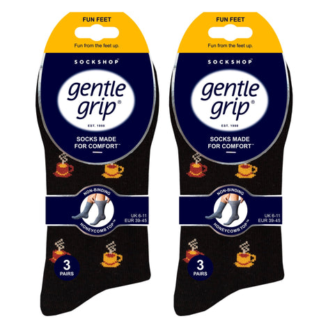6 Pairs Mens  NON ELASTIC Cotton Rich Novelty Patterned Socks