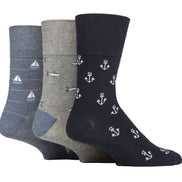 6 Pack Men's Non Elastic Loose Top Patterned Socks