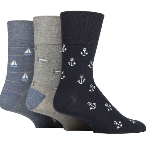 6 Pack Men's Non Elastic Loose Top Patterned Socks