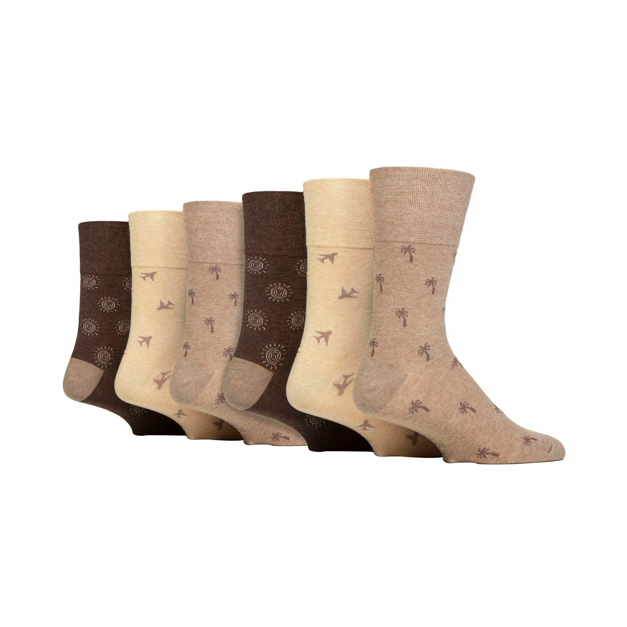 6 Pack Men's Non Elastic Loose Top Patterned Socks