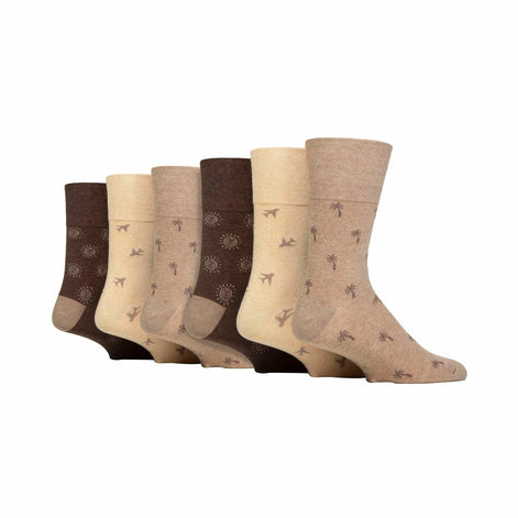 6 Pack Men's Non Elastic Loose Top Patterned Socks