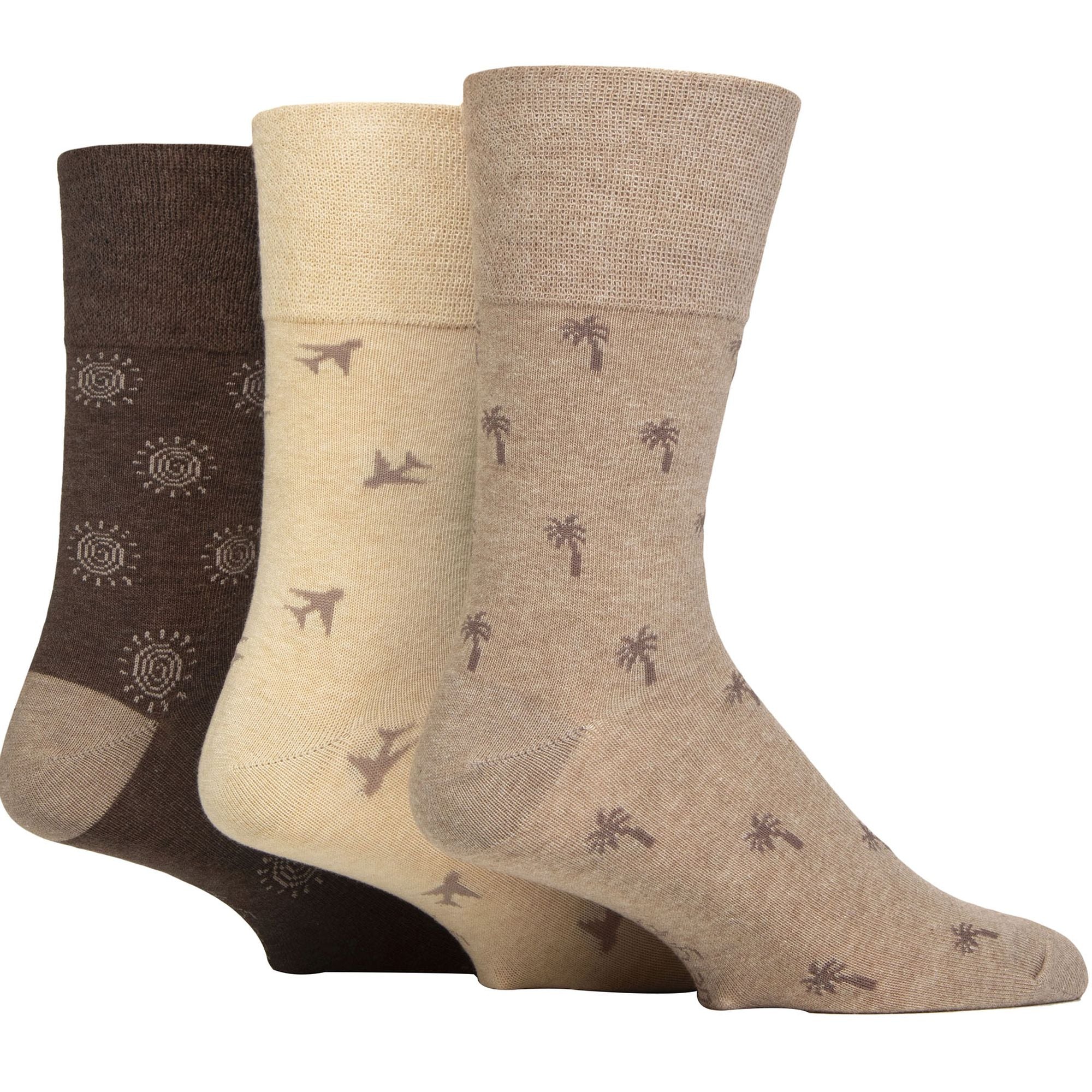 6 Pack Men's Non Elastic Loose Top Patterned Socks