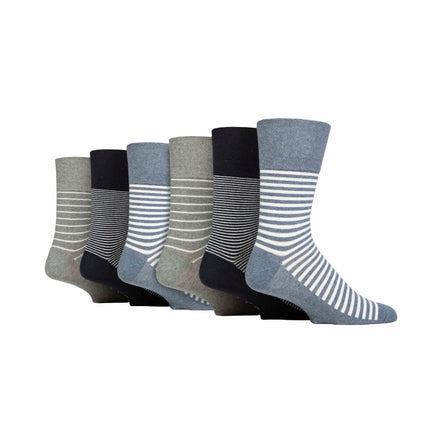 6 Pack Men's Non Elastic Loose Top Patterned Socks