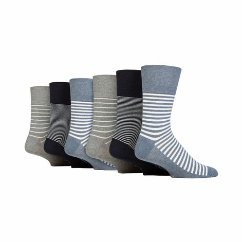 6 Pack Men's Non Elastic Loose Top Patterned Socks
