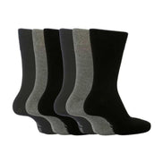 6 Pack Men's Loose Top Plain Coloured Cotton Socks