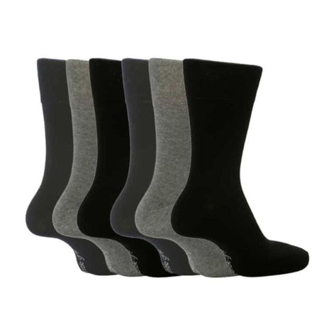 6 Pack Men's Loose Top Plain Coloured Cotton Socks