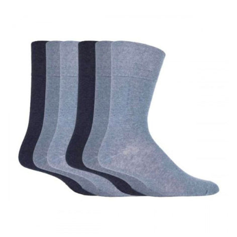 6 Pack Men's Loose Top Plain Coloured Cotton Socks