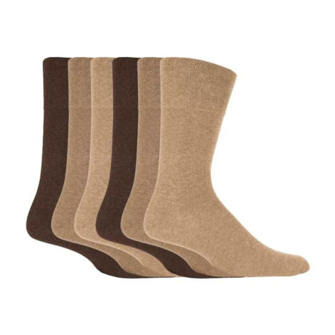 6 Pack Men's Loose Top Plain Coloured Cotton Socks