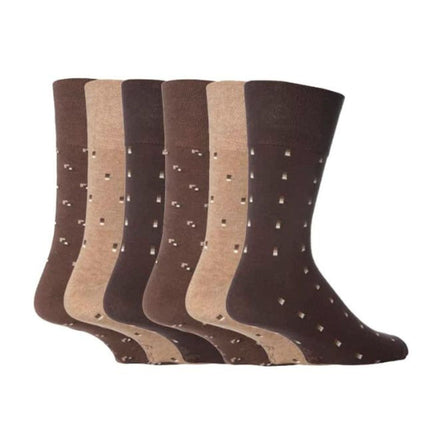 6 Pack Men's Non Elastic Square Patterned Cotton Socks for Poor Circulation