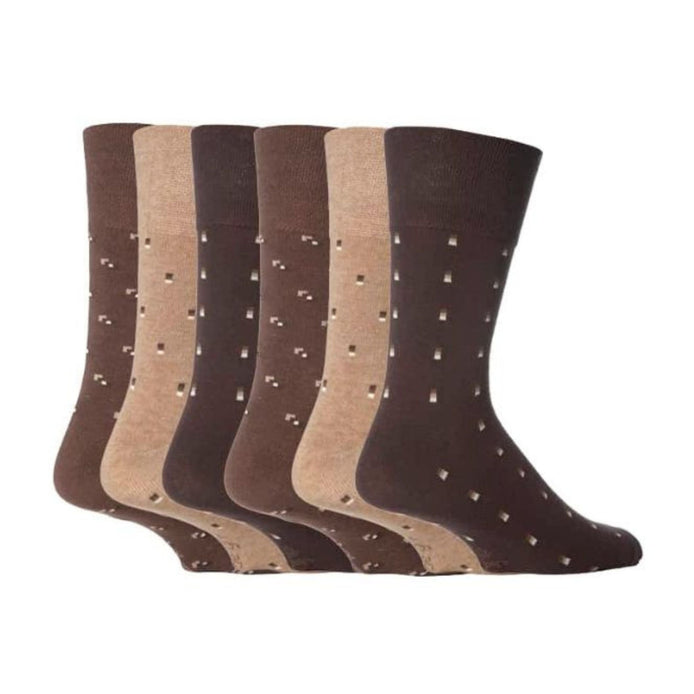 6 Pack Men's Non Elastic Square Patterned Cotton Socks for Poor Circulation