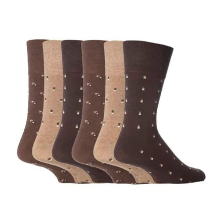 6 Pack Men's Non Elastic Square Patterned Cotton Socks for Poor Circulation