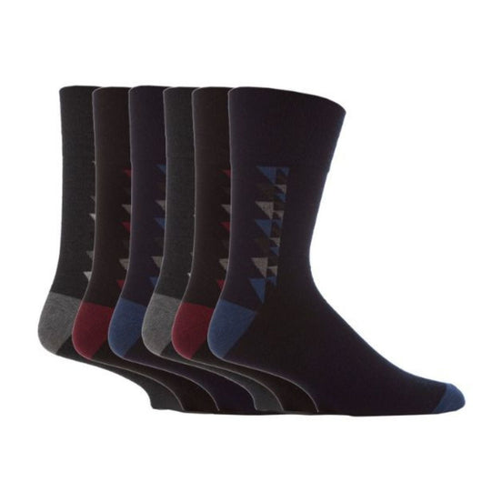 6 Pack Men's Non Elastic Assorted Styles Cotton Socks