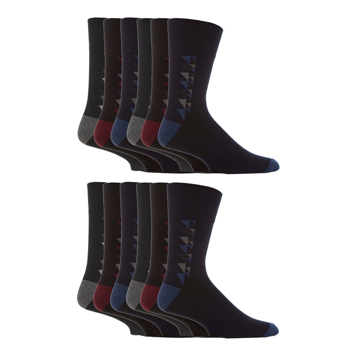 12 Pairs Mens Gentle Grip Loose Top Socks | Extra Wide Non Elastic Socks