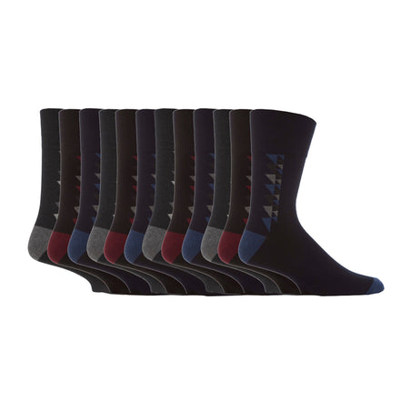 12 Pairs Mens Gentle Grip Loose Top Socks | Extra Wide Non Elastic Socks