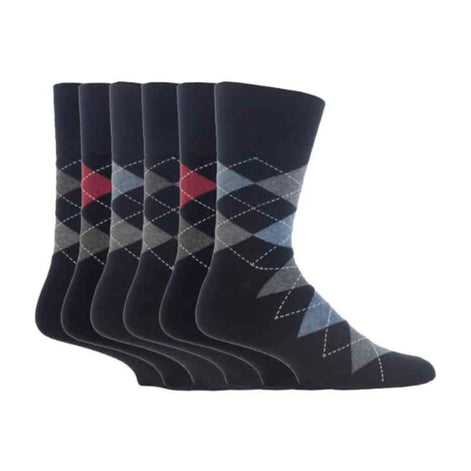 6 Pack Men's Non Elastic Argyle Cotton Socks