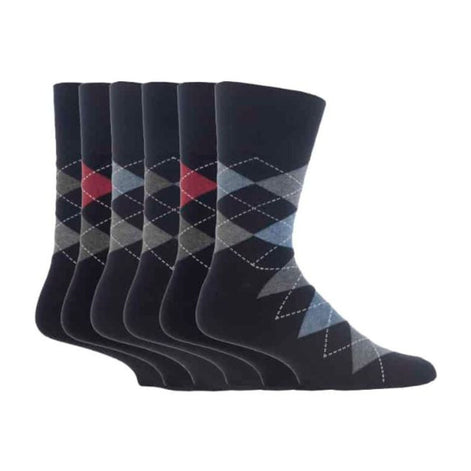 6 Pack Men's Non Elastic Patterned Bigfoot Cotton Socks 12-14 UK