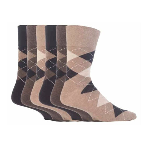 6 Pack Men's Non Elastic Patterned Bigfoot Cotton Socks 12-14 UK