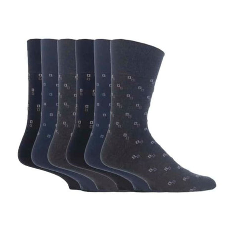 6 Pack Men's Non Elastic Patterned Bigfoot Cotton Socks 12-14 UK